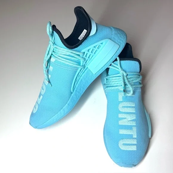 ADIDAS MEN’S HUMAN RACE NMD PHARRELL WILLIAMS ORIGINALS SIZE- 9 AQUA BLUE